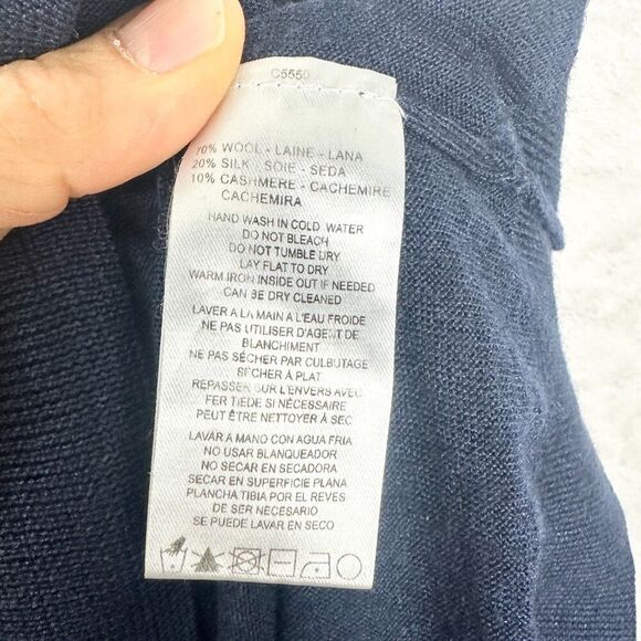 Jack Victor Montrose Wool Silk Cashmere Turtleneck Sweater Size Large Navy Blue - Picture 6 of 6